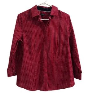 Talbots Red Patterned Botton Down Women’s Shirt 12